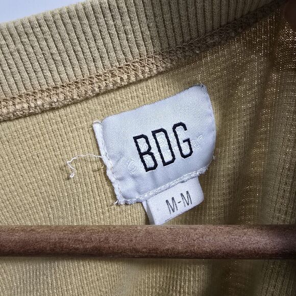 BDG Shirt Mens Medium Yellow Thermal Waffle Tie Dye Long Sleeve Notch Urban UO - Picture 3 of 12